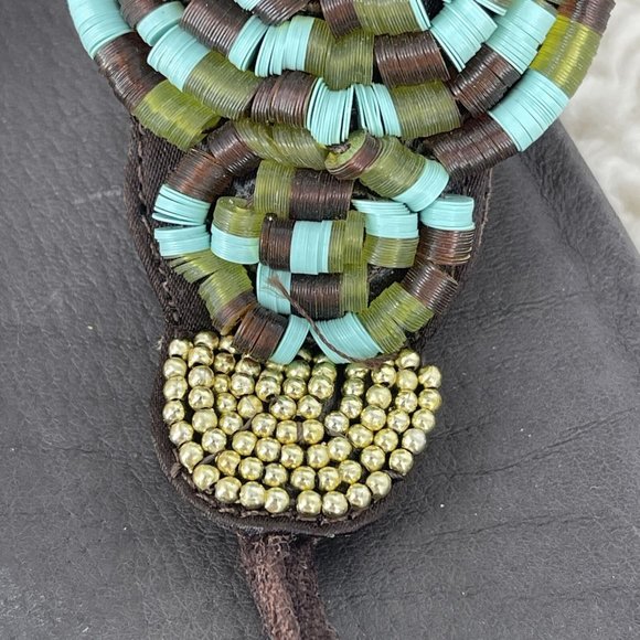 Alegria Mom 201 Leather Sandals Shoes 36 Sz 6 Beaded Kongoh Gladiators Boho - Picture 4 of 9